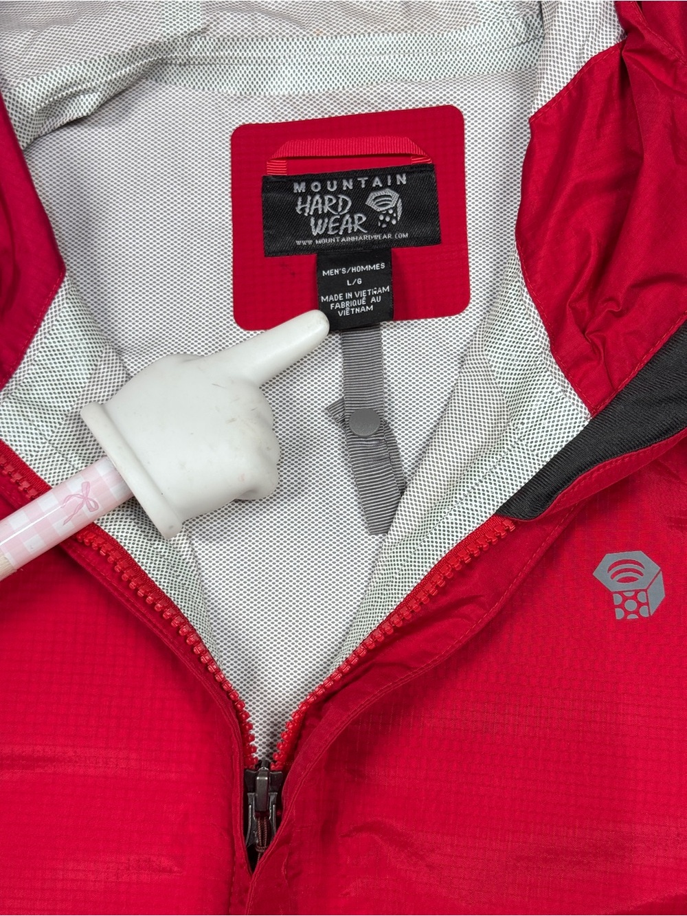 Mountain Hardwear Men’s Large Red Rain Jacket Full Zip With Hood - Picture 4 of 7